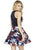 Jolene Collection - 17541 Haltered Floral Cocktail Dress In Blue and Multi-Color