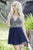 Jolene Collection - 17594 Sleeveless Beaded Mesh Short Dress In Blue