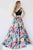 Jolene Collection - 18098 Two Piece Off-Shoulder Floral Printed Dress In Black and Multi-Color
