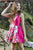 Jolene Collection - 17599 Sleeveless Shiny Floral Short Dress In Pink and Multi-Color