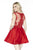 Jolene Collection - 17509 Beaded Sheer Chiffon Cocktail Dress In Red and Neutral