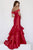 Jolene Collection - 18095L Off-Shoulder Mikado Tiered Mermaid Dress In Red