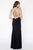 Jolene Collection - 18031 Crystalline Illusion Paneled High Slit Gown In Black and Neutral
