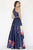 Jolene Collection - 18038L Two Piece Beaded Halter Satin A-line Dress In Blue and Multi-Color
