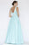 Jolene Collection - 18043L Beaded Deep V-neck Satin A-line Dress In Blue and Green