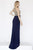 Jolene Collection - 18039 Beaded Illusion Halter Jersey Sheath Dress In Blue and Neutral