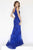 Jolene Collection - 18106 Beaded Lace V-neck Sheath Dress In Blue