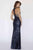 Jolene Collection - 18101 Fully Sequined Halter V-neck Sheath Dress In Blue and Neutral