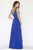 Jolene Collection - 18033 Plunging V-Neck Bead-Crusted Chiffon Gown In Blue