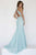 Jolene Collection - 18350 Halter Neck Beaded Net Mermaid Gown In Blue and Neutral