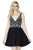Jolene Collection - 17595 Ornate V-Neck Bodice Cocktail Dress In Black
