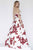Jolene Collection - 18113L Floral Print Sweetheart Satin A-line Dress In White and Multi-Color