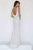 Jolene Collection - 18337 V-neck Shimmering Sheath Gown In White and Multi-Color