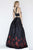 Jolene Collection - 18069 Two Piece Floral Print Taffeta A-line Dress In Black and Red