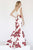 Jolene Collection - 18112 Two Piece Satin Floral Print Mermaid Dress In White and Multi-Color