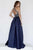 Jolene Collection - 18052L Beaded Illusion Halter Mikado A-lien Dress In Blue