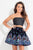 Rachel Allan Short - 4401 Two Piece Embroidered A-line Dress in Black