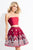 Rachel Allan Short - 4401 Two Piece Embroidered A-line Dress in Red