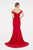 Saboroma - 4402 Off-Shoulder Mermaid Gown with Slit In Red