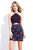 Rachel Allan Short - 4407 Two-Piece Floral Beaded Sheath Dress in Purple