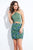 Rachel Allan Short - 4407 Two-Piece Floral Beaded Sheath Dress in Green