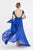 Saboroma - 4408 Embellished Nude Illusion Bodice Gown with Overskirt In Blue
