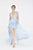 Saboroma - 4408 Embellished Nude Illusion Bodice Gown with Overskirt In Blue
