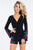 Rachel Allan Short - 4408 Floral Beaded Bell Sleeve Romper in Black
