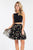 Rachel Allan Short - 4412 Two Piece Embroidered Cocktail Dress in Black