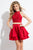 Rachel Allan Short - 4415 Two Piece Beaded Taffeta Dress in Red