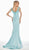 Ashley Lauren - 1522 Beaded Fringe Appliqued Mermaid Gown In Blue