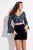 Rachel Allan Short - 4419 Two Piece Beaded Jersey Sheath Dress in Black