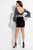 Rachel Allan Short - 4419 Two Piece Beaded Jersey Sheath Dress in Black