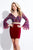 Rachel Allan Short - 4419 Two Piece Beaded Jersey Sheath Dress in Red