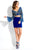Rachel Allan Short - 4419 Two Piece Beaded Jersey Sheath Dress in Blue