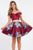 Rachel Allan Short - 4420 Off The Shoulder Two Piece Floral Dress  in Red and Print