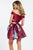 Rachel Allan Short - 4420 Off The Shoulder Two Piece Floral Dress  in Red and Print