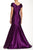 Theia  - 881928 V Neck Short Sleeves Mermaid Gown in Purple