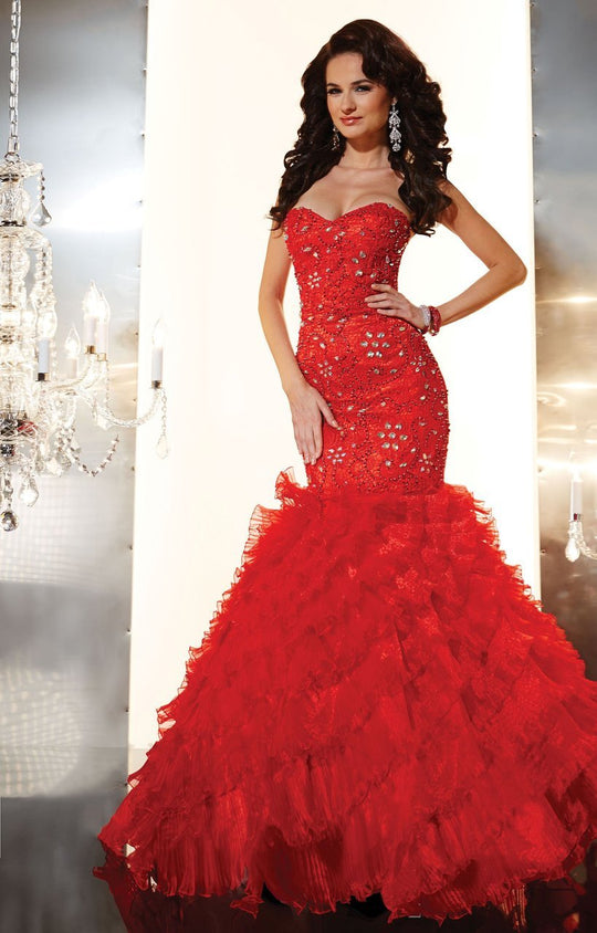 Panoply - 44226 Strapless Sweetheart Mermaid Gown In Red