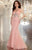 Panoply - 44239 Bejeweled Deep V-neck Mermaid Dress In Pink