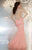 Panoply - 44239 Bejeweled Deep V-neck Mermaid Dress In Pink