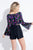 Rachel Allan Short - 4423 Floral Beaded Bateau Romper in Black