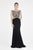 Saboroma - 4423 Applique Bateau Trumpet Dress With Train In Black and Gold