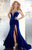 Panoply - 44240 Illusion Jewel Festooned Trumpet Gown In Blue