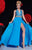 Panoply - 44241 Embellished Halter Chiffon Dress In Blue and Gold