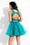 Rachel Allan Short - 4424 Two Piece Bateau Embellished Organza Dress in Green