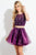 Rachel Allan Short - 4424 Two Piece Bateau Embellished Organza Dress in Purple