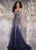 Panoply - Florid Crystal Crusted Sweetheart Chiffon Trumpet Gown 44277 in Blue