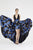 Saboroma - 4427 Floral Designed Deep V-neck Dress In Black and Blue