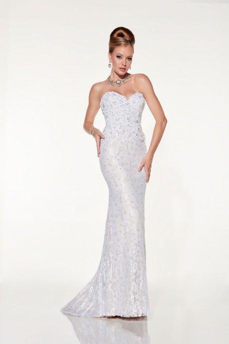 Panoply - Lace Sweetheart Trumpet Dress with Removable Skirt 44300 In White and Neutral